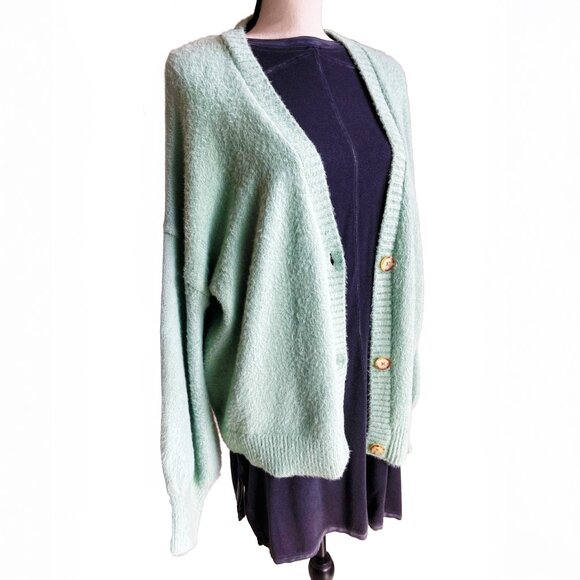 JOIE Cardigan Sweater Mint Green XL Soft Balloon Sleeves NWT - Picture 2 of 11